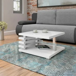 Garnero Arredamenti Tavolino da salotto 60x60cm moderno Zaphira Bianco Lucido