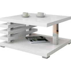 Garnero Arredamenti Tavolino da salotto 60x60cm moderno Zaphira Bianco Lucido