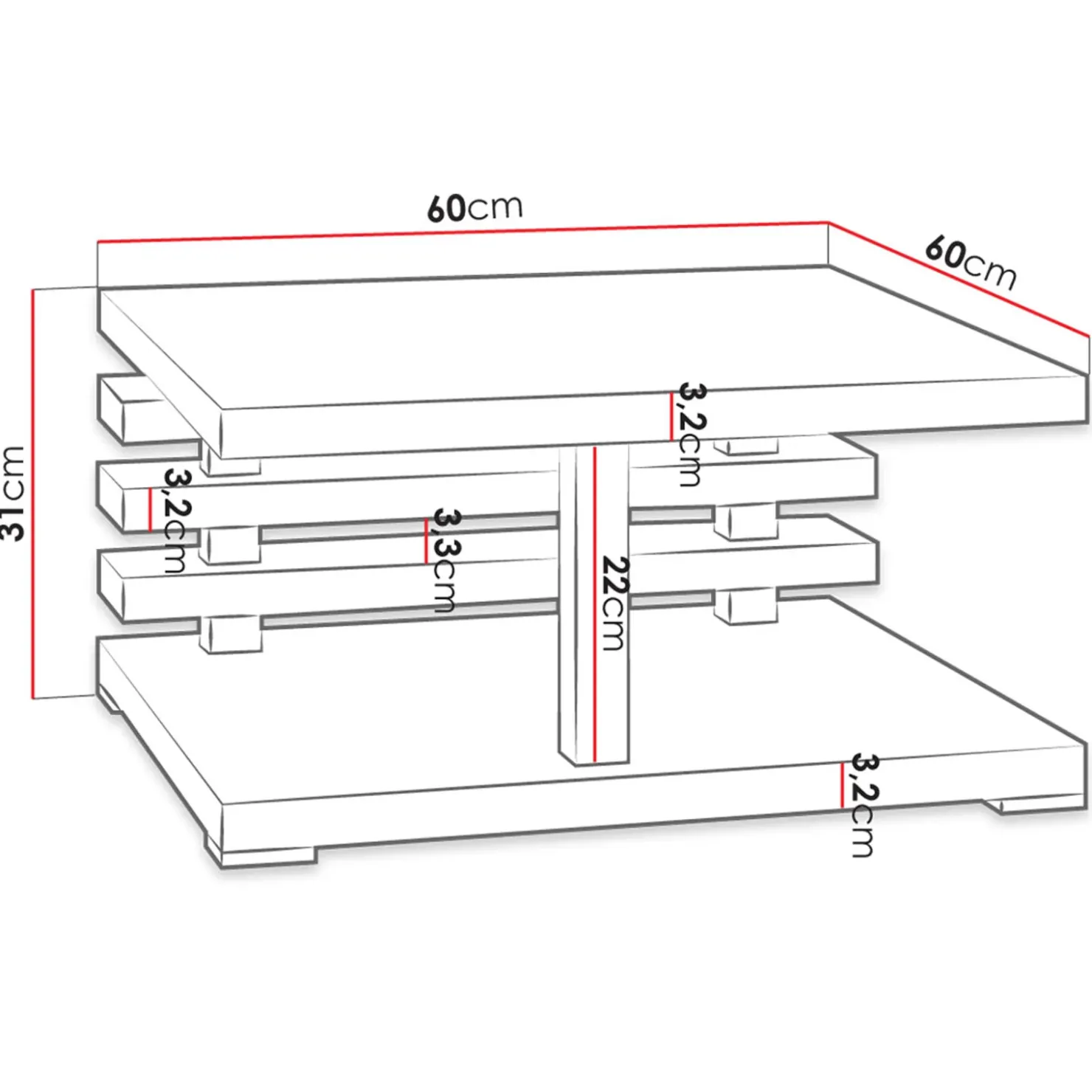 Garnero Arredamenti Tavolino da salotto 60x60cm moderno Zaphira Bianco Lucido