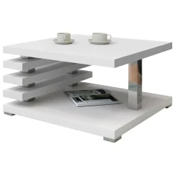 Garnero Arredamenti Tavolino da salotto 60x60cm moderno Zaphira Bianco Opaco