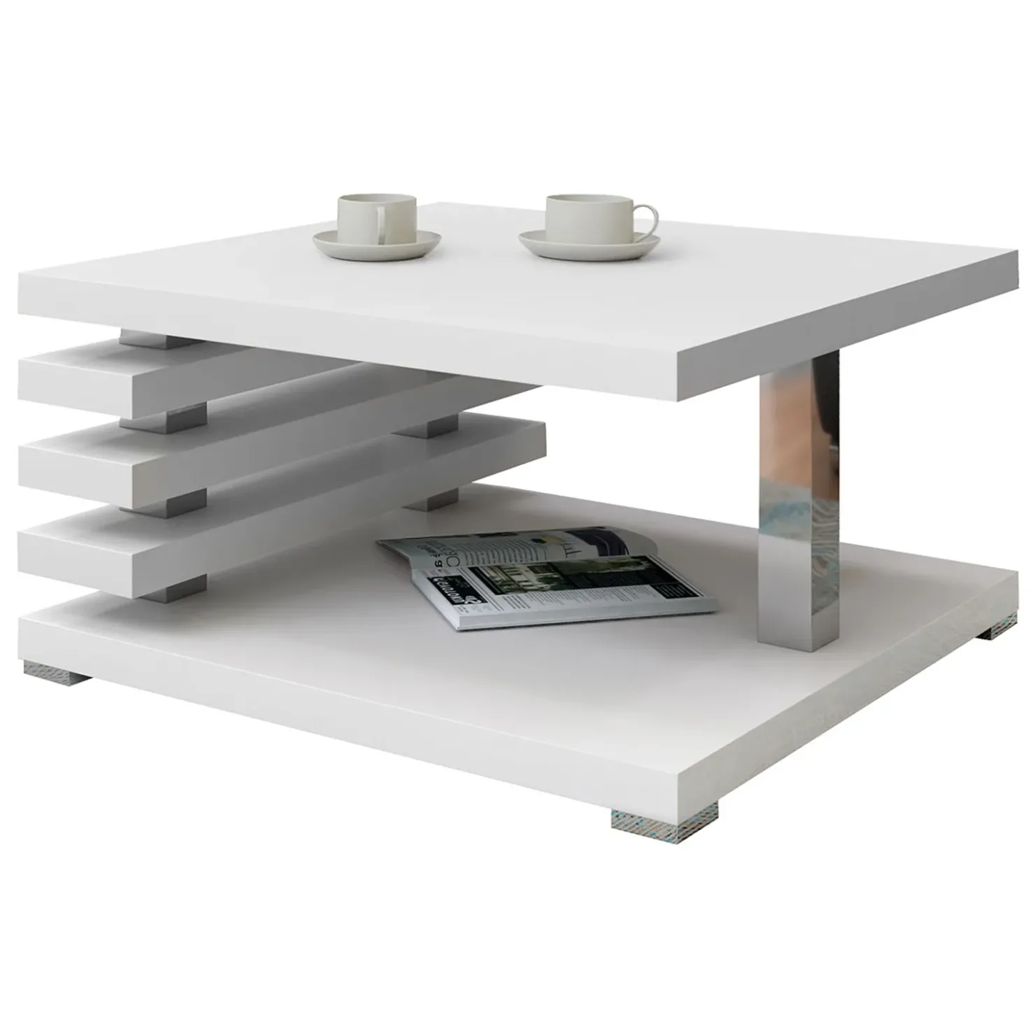 Garnero Arredamenti Tavolino da salotto 60x60cm moderno Zaphira Bianco Opaco