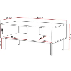Garnero Arredamenti Tavolino da salotto 100x46cm noce cannettato Gabiot