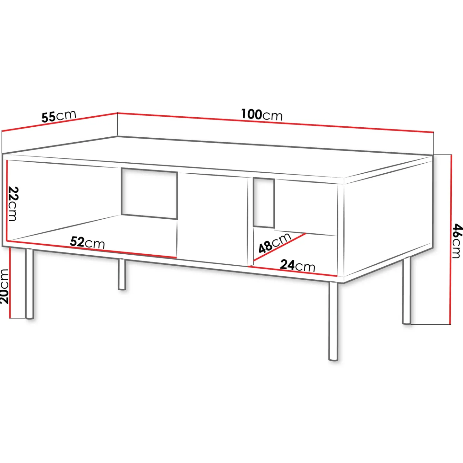 Garnero Arredamenti Tavolino da salotto 100x46cm noce cannettato Gabiot