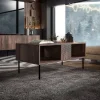 Garnero Arredamenti Tavolino da salotto 100x46cm  noce scuro con frontali serigrafati Savanna New