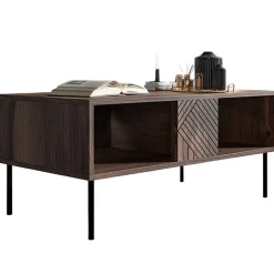 Garnero Arredamenti Tavolino da salotto 100x46cm  noce scuro con frontali serigrafati Savanna New