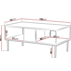 Garnero Arredamenti Tavolino da salotto 100x46cm  noce scuro con frontali serigrafati Savanna New