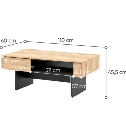 Garnero Arredamenti Tavolino da salotto 110x46cm rovere nero Alabaster