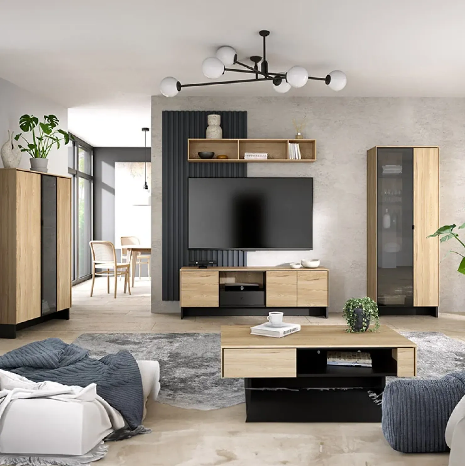 Garnero Arredamenti Tavolino da salotto 110x46cm rovere nero Alabaster