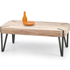 Garnero Arredamenti Tavolino da salotto 110x60cm nodato acciaio nero Laval Rovere