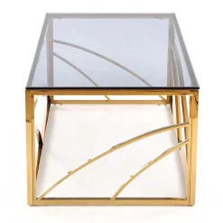 Garnero Arredamenti Tavolino da salotto 120x60cm vetro acciaio cromato Cuvel Gold Oro Clearance