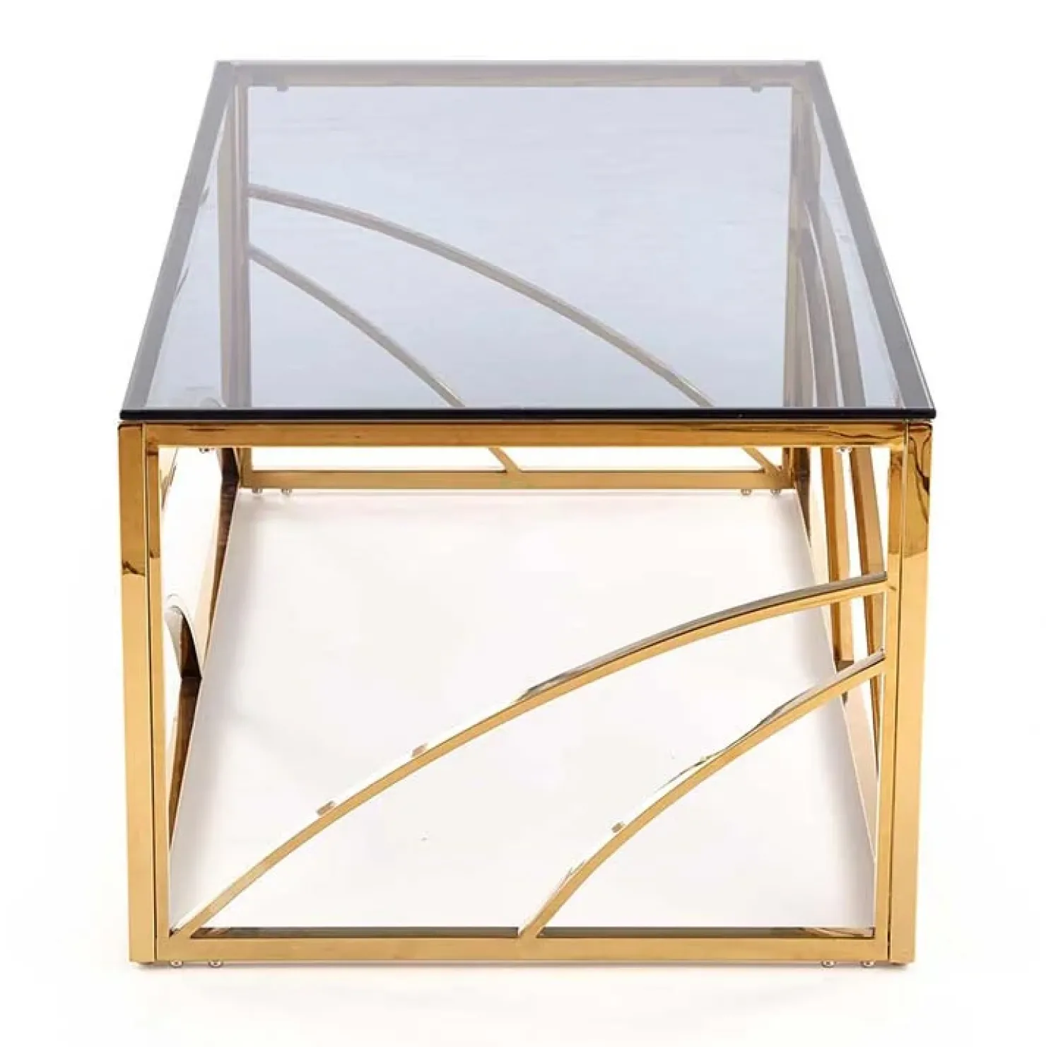 Garnero Arredamenti Tavolino da salotto 120x60cm vetro acciaio cromato Cuvel Gold Oro Clearance