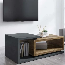 Garnero Arredamenti Tavolino da soggiorno 120x60cm design antracite noce Megan Gihome® Antracite - Noce