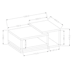 Garnero Arredamenti Tavolino da soggiorno 120x60cm design antracite noce Megan Gihome® Antracite - Noce