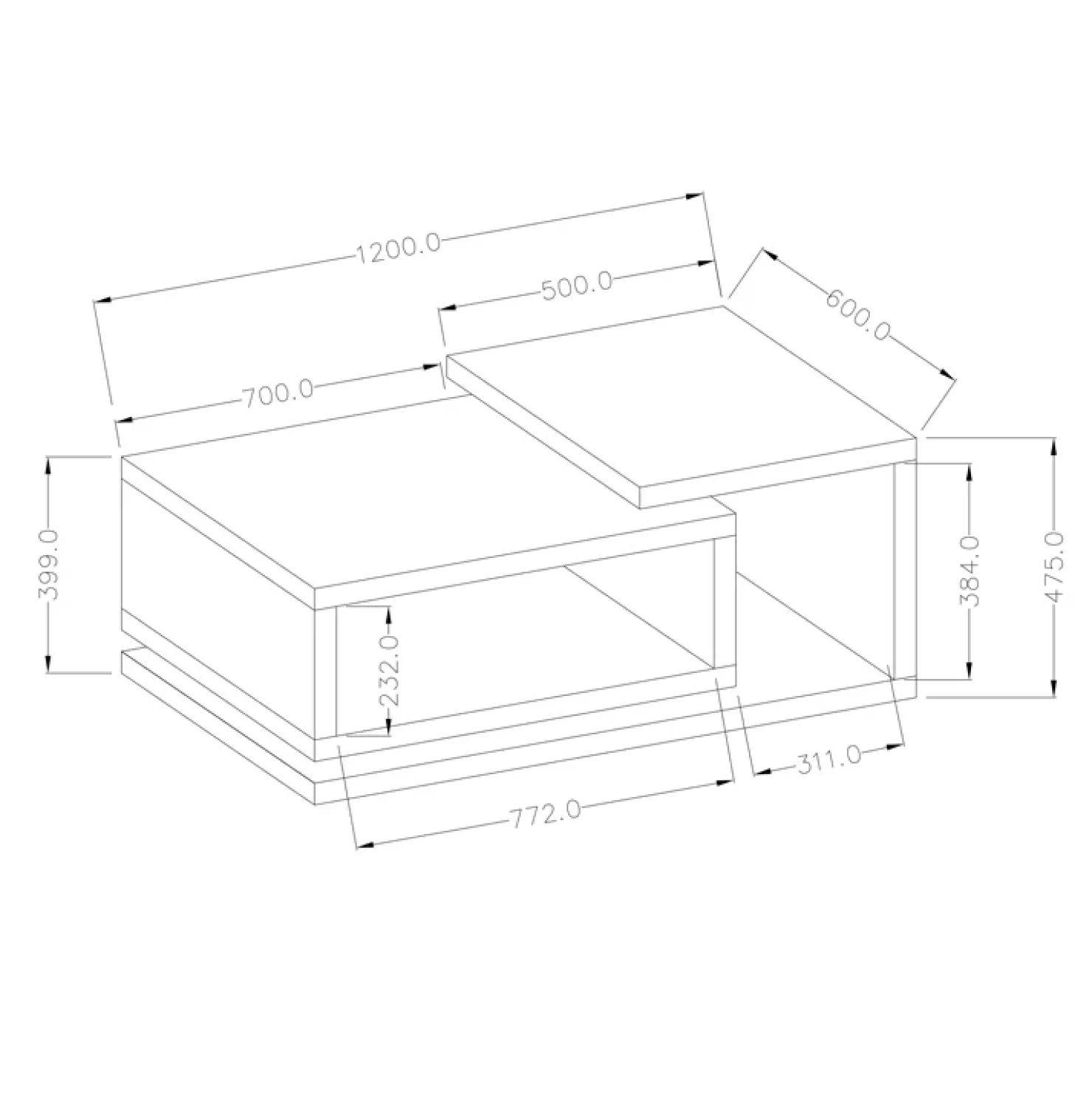 Garnero Arredamenti Tavolino da soggiorno 120x60cm design antracite noce Megan Gihome® Antracite - Noce