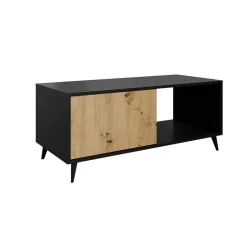 Garnero Arredamenti Tavolino da solotto 120x52cm 1 anta 2 vani rovere nero Hans