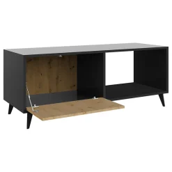 Garnero Arredamenti Tavolino da solotto 120x52cm 1 anta 2 vani rovere nero Hans