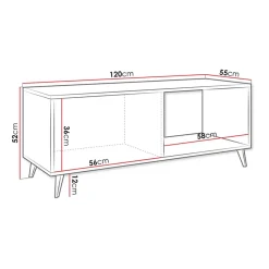 Garnero Arredamenti Tavolino da solotto 120x52cm 1 anta 2 vani rovere nero Hans