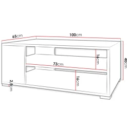Garnero Arredamenti Tavolino salotto 100x65cm design moderno 2 ante bianco Pastello New