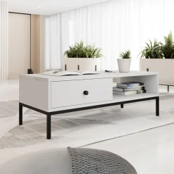 Garnero Arredamenti Tavolino salotto 90x50cm design moderno bianco Pollon Bianco Opaco Online