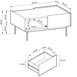 Garnero Arredamenti Tavolino salotto 97x65cm design moderno rosso Passion Outlet