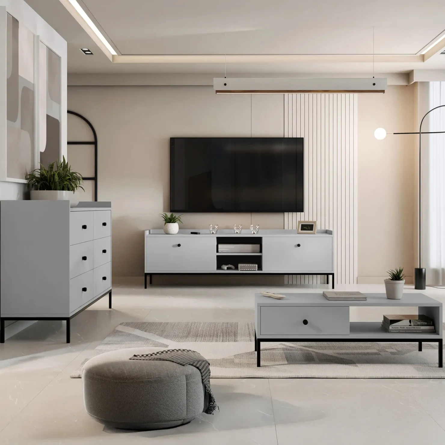 Garnero Arredamenti Tavolino salotto 90x50cm design moderno Pollon Grigio Best