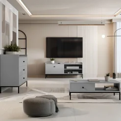 Garnero Arredamenti Tavolino salotto 90x50cm design moderno Pollon Grigio Best