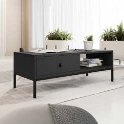 Garnero Arredamenti Tavolino salotto 90x50cm design moderno nero Pollon Nero Opaco Sale