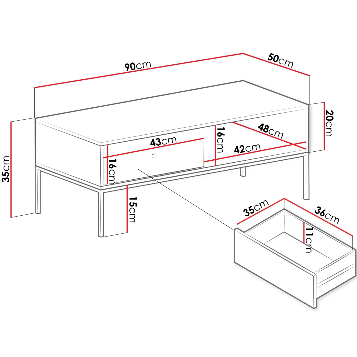 Garnero Arredamenti Tavolino salotto 90x50cm design moderno nero Pollon Nero Opaco Sale