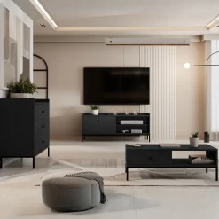 Garnero Arredamenti Tavolino salotto 90x50cm design moderno nero Pollon Nero Opaco Sale