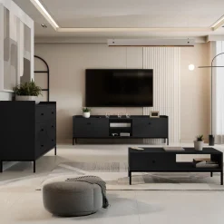 Garnero Arredamenti Tavolino salotto 90x50cm design moderno nero Pollon Nero Opaco Sale