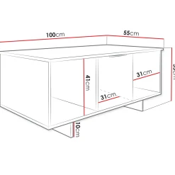 Garnero Arredamenti Tavolino soggiorno 100x55cm 2 ante grigio Stone
