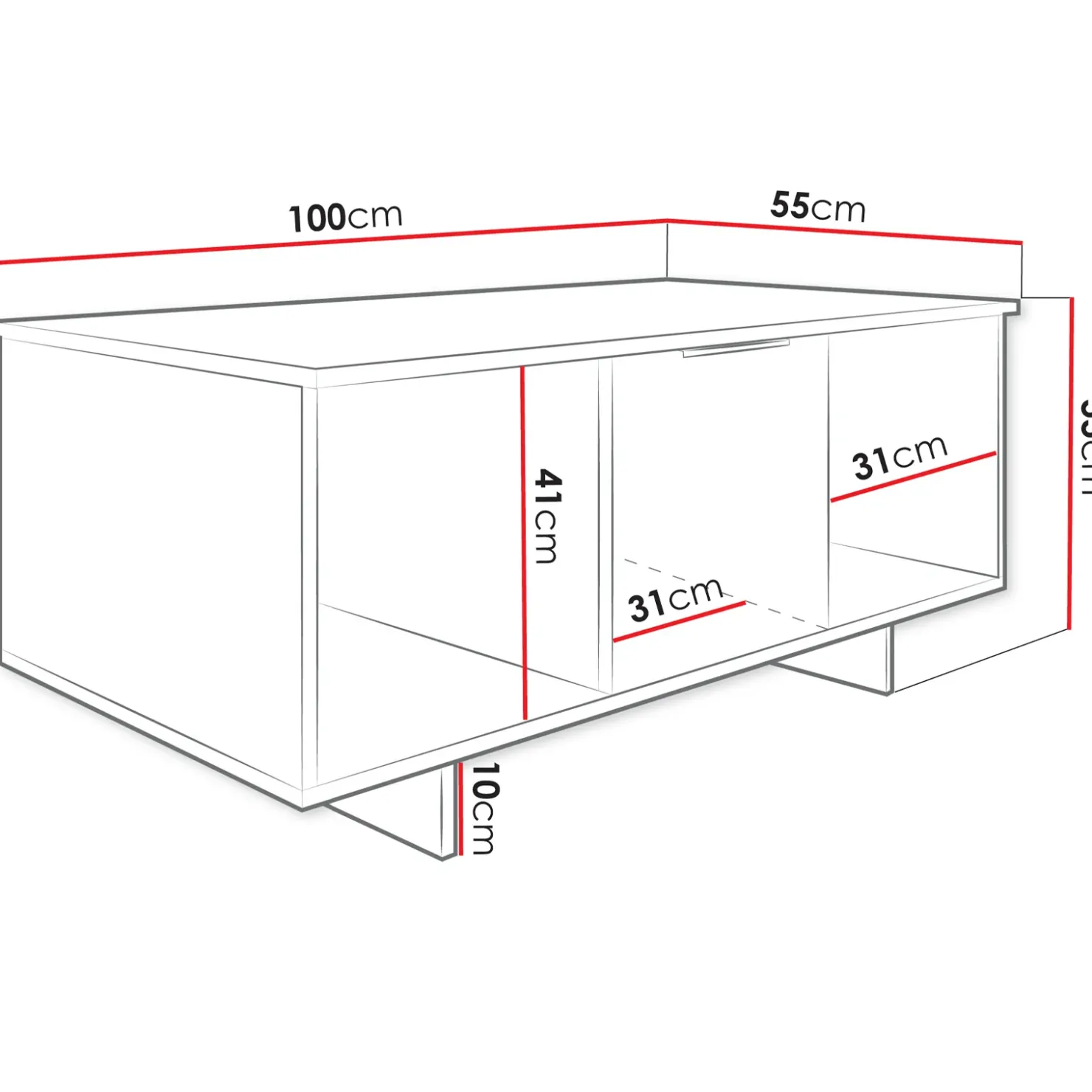 Garnero Arredamenti Tavolino soggiorno 100x55cm 2 ante grigio Stone