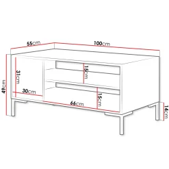 Garnero Arredamenti Tavolino soggiorno 100x55cm rovere nero Duble Online