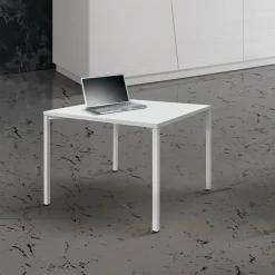 Garnero Arredamenti Tavolino 55x55 cm da salotto frassino metallo Blade Bianco New