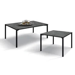 Garnero Arredamenti Tavolino 55x55 cm da salotto acciaio ossidato metallo Eral New