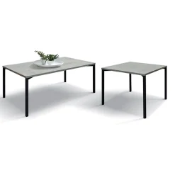 Garnero Arredamenti Tavolino 55x90 cm da salotto rettangolare grigio metallo Blade Cemento Best