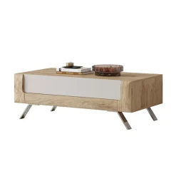 Garnero Arredamenti Tavolino 110x65cm da salotto 1 cassetto rovere tortora lucido Jumbo Tortora - Rovere Best