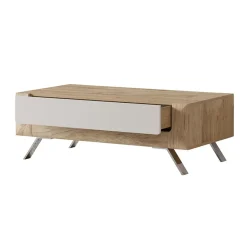 Garnero Arredamenti Tavolino 110x65cm da salotto 1 cassetto rovere tortora lucido Jumbo Tortora - Rovere Best