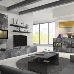 Garnero Arredamenti Tavolino 100x45cm da salotto design ossido e nero Emotion Gihome® Nero Opaco - Ossido Sale