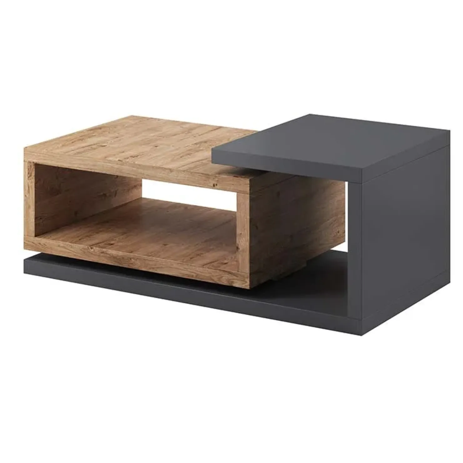 Garnero Arredamenti Tavolino 120x60cm da salotto design rovere antracite Megan Gihome® Antracite - Rovere Clearance