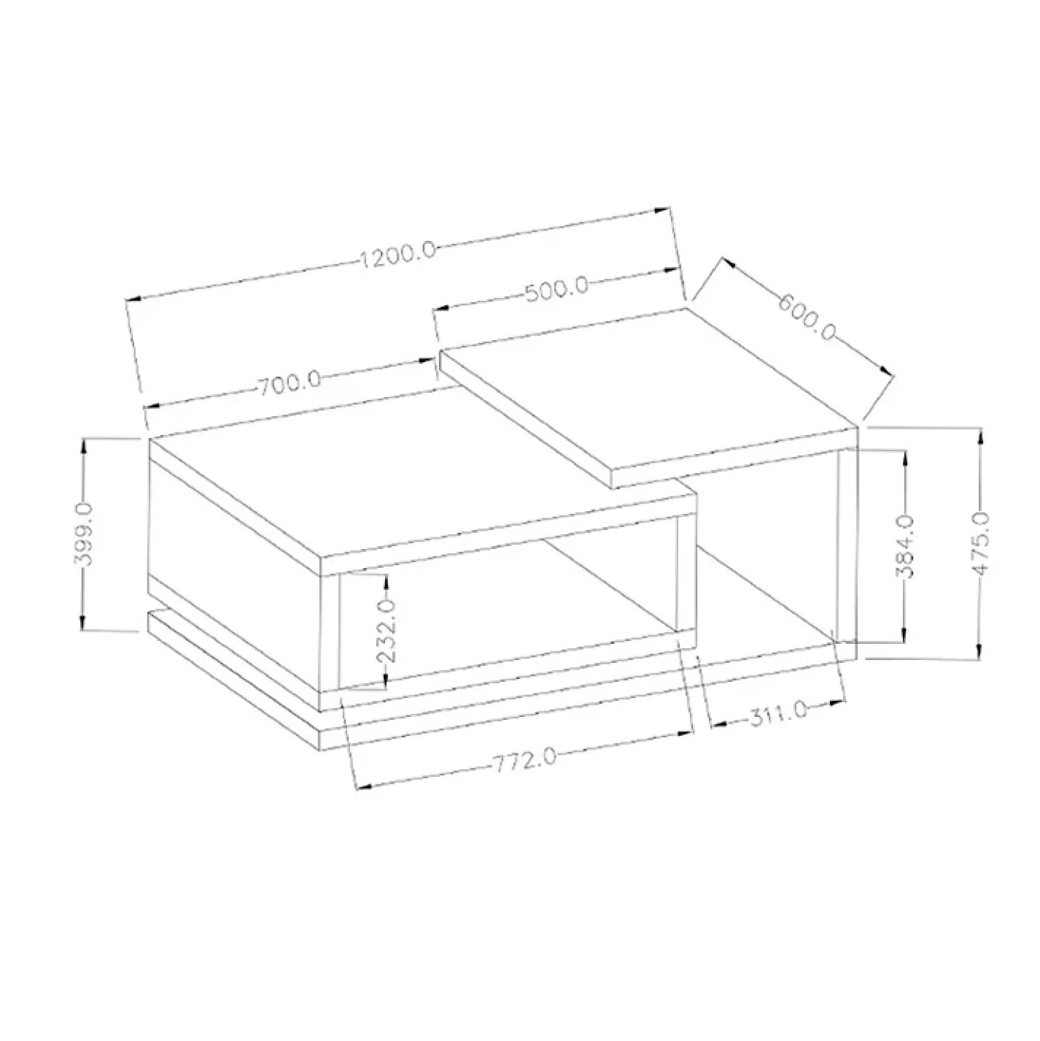 Garnero Arredamenti Tavolino 120x60cm da salotto design rovere antracite Megan Gihome® Antracite - Rovere Clearance