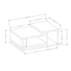 Garnero Arredamenti Tavolino 120x60cm da salotto design bianco cemento Megan Gihome® Bianco Opaco - Cemento Outlet