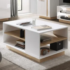 Garnero Arredamenti Tavolino 100x60cm da salotto design bianco opaco Noa Gihome® Bianco Lucido - Rovere Outlet