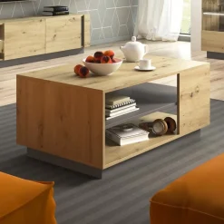 Garnero Arredamenti Tavolino 100x60cm da salotto moderno design rovere Noa Gihome® Rovere - Antracite Sale