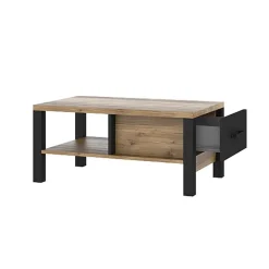 Garnero Arredamenti Tavolino 90x56cm da salotto moderno quercia nero opaco Nebraska Outlet