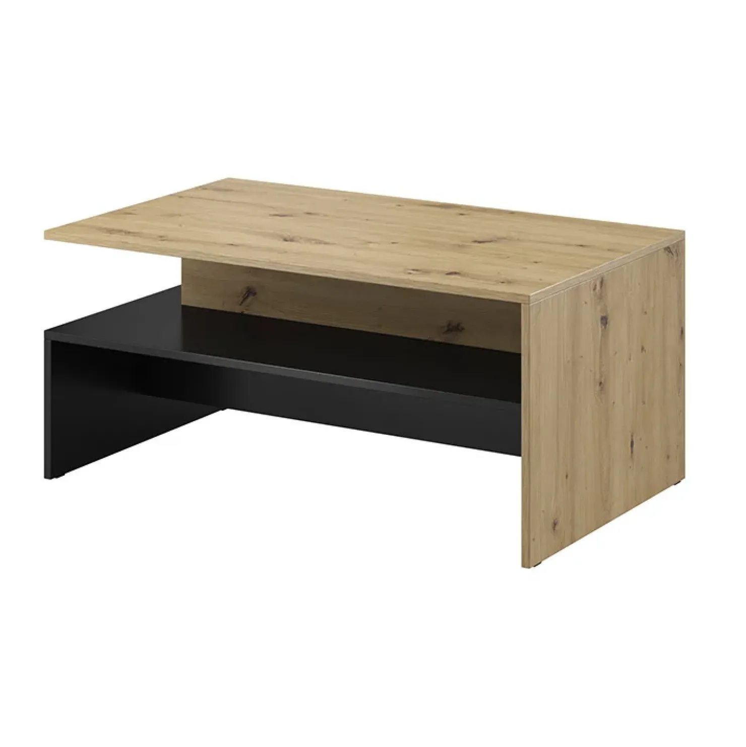 Garnero Arredamenti Tavolino 100x45cm da salotto rovere chiaro nero Emotion Gihome® Nero Opaco - Rovere Rustico