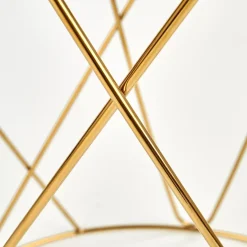 Garnero Arredamenti Tavolino 55x55cm da salotto rotondo design vetro acciaio oro Lenus