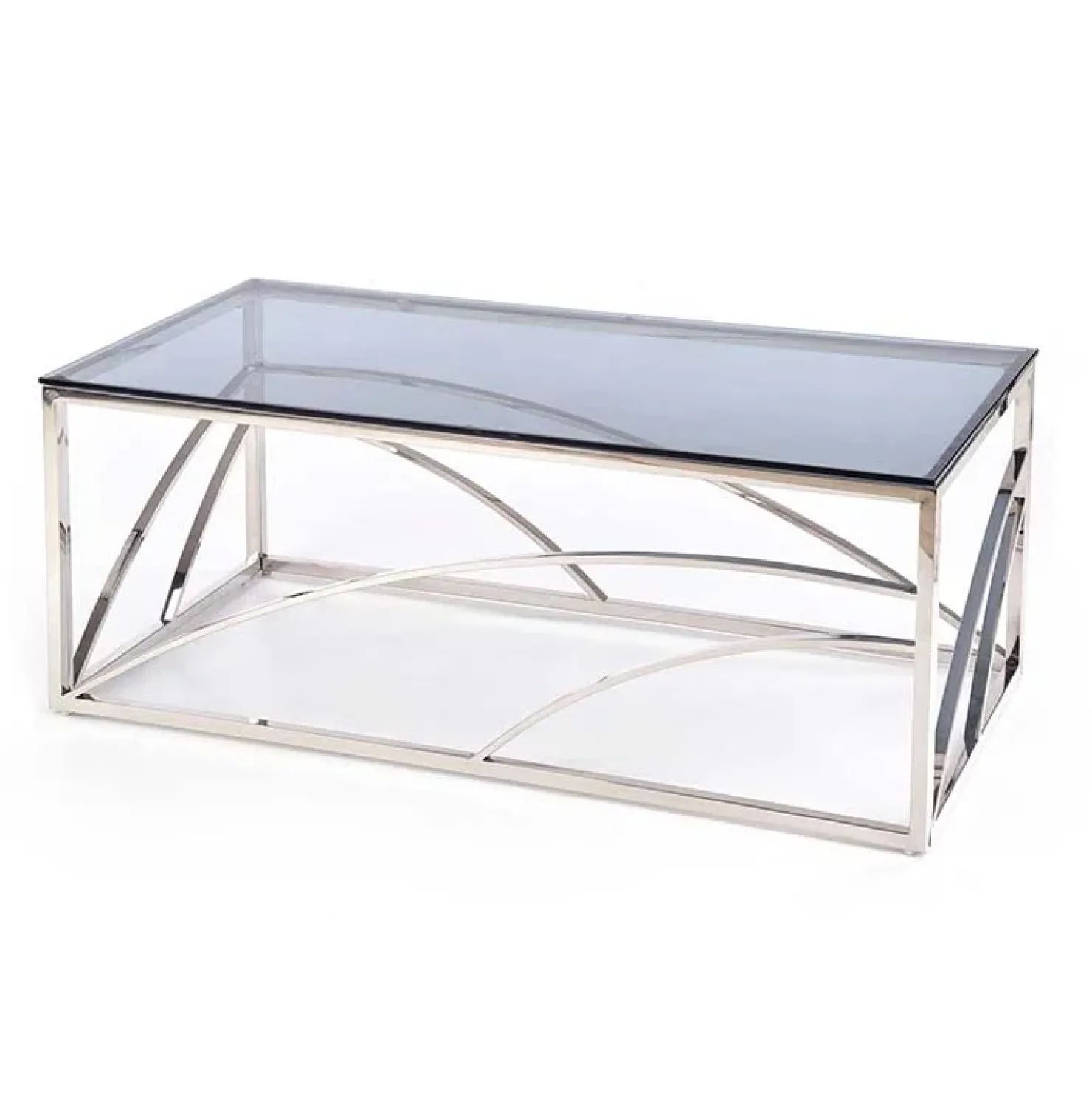 Garnero Arredamenti Tavolino 120x60cm da salotto vetro acciaio cromato Cuvel Silver Argento