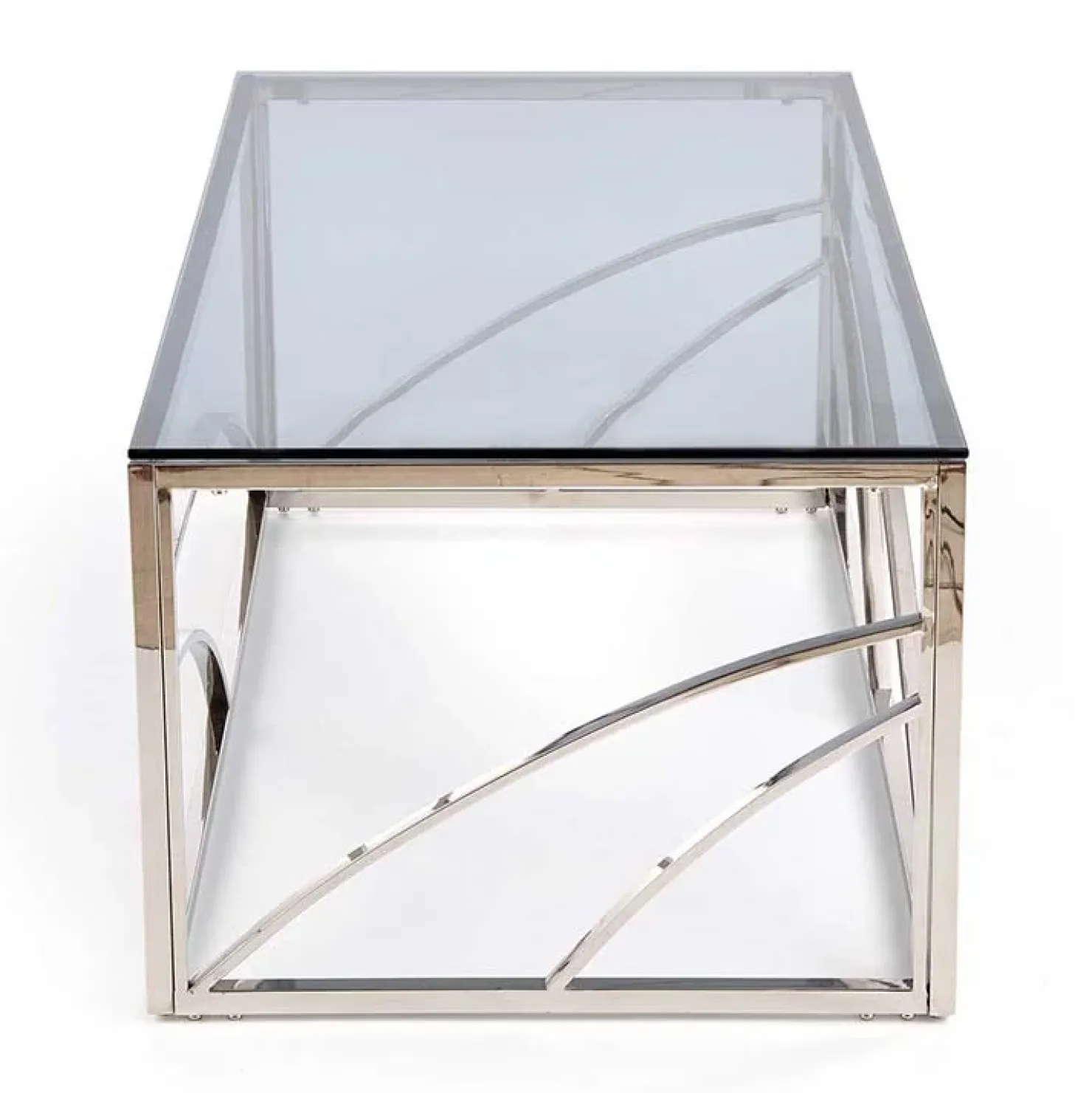 Garnero Arredamenti Tavolino 120x60cm da salotto vetro acciaio cromato Cuvel Silver Argento