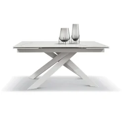 Garnero Arredamenti Tavolo 160/240 allungabile bianco effetto marmo metallo bianco Uragano